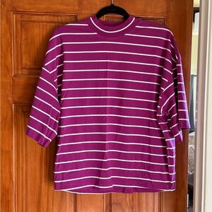COS oversize striped raspberry tshirt